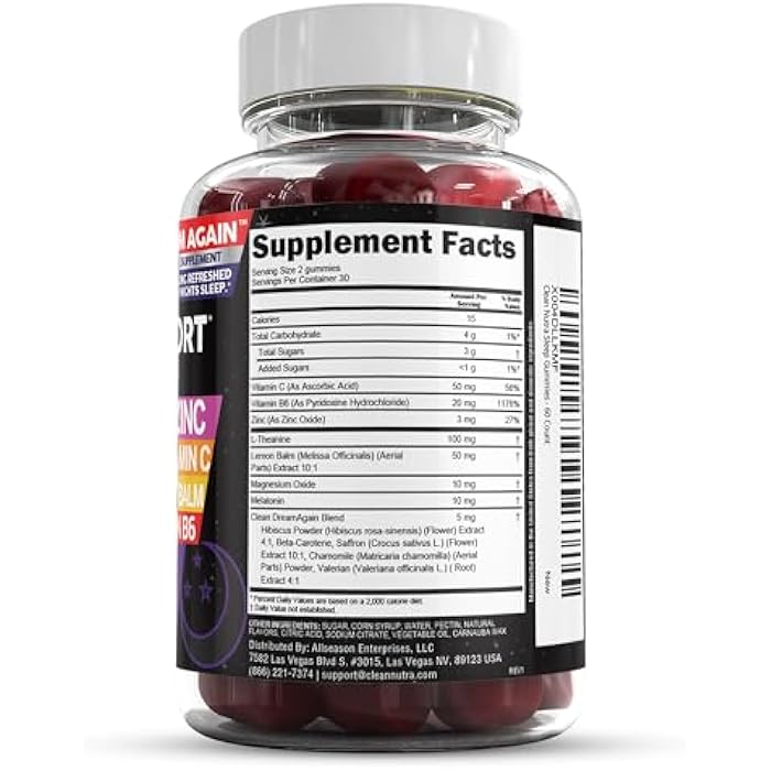 Clean Nutraceuticals Clean Nutra Melatonin Gummies 10mg | Sleep Aid Valerian Root L-Theanine Vitamin B6 C Lemon Balm Magnesium Hibiscus Beta Carotene Saffron & Chamomile Rest Support Supplement Raspberry Flavor - Image 3