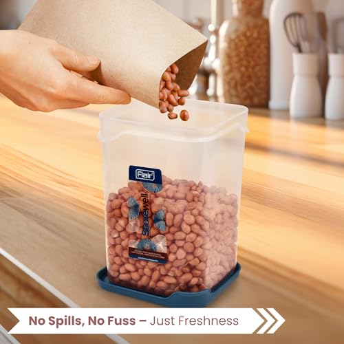 FLAIR Storewell Square Food Storage Containers Set of 4 (2400 ML)- Blue, Air Tight Containers for Kitchen Storage Ideal kitchen box for Rice, Atta and Grains, BPA-Free, Food Grade - Image 5