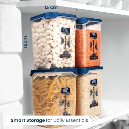 FLAIR Storewell Square Food Storage Containers Set of 4 (2400 ML)- Blue, Air Tight Containers for Kitchen Storage Ideal kitchen box for Rice, Atta and Grains, BPA-Free, Food Grade - Image 4