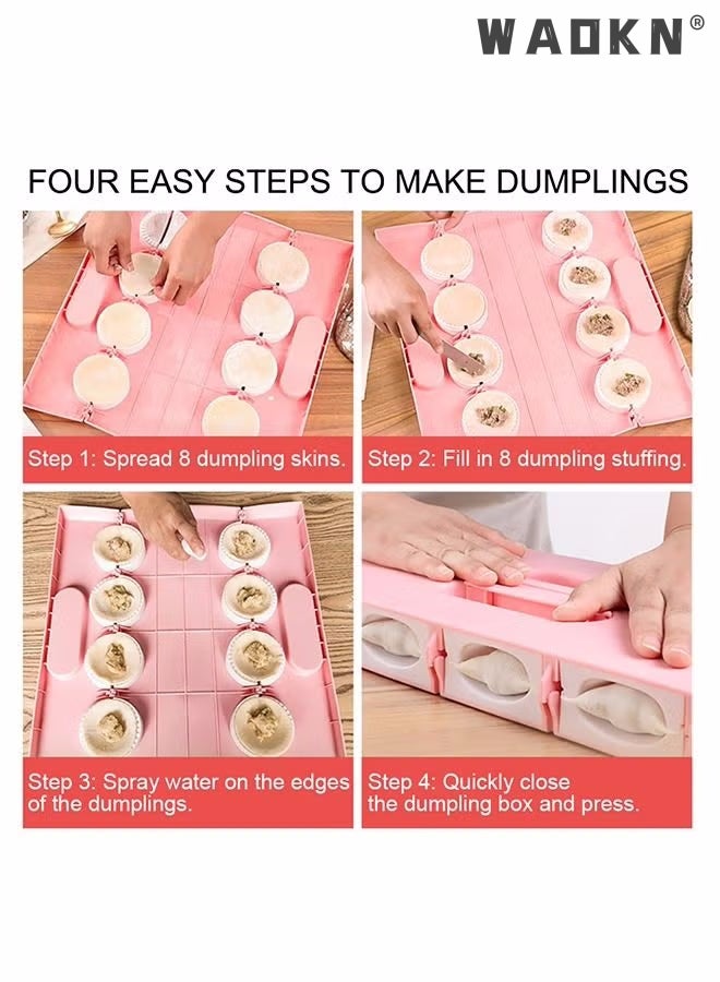 WAOKN Auto Dumpling Maker Set,Wrap 8 at A Time,Plastic Dough Press Pastry Tool Pressing Pie Ravioli Mould Cooking Molds for DIY Making Perfect Dumplings That Make Your Job Easier Jiaozi Molds Kitchen Tools - Image 3