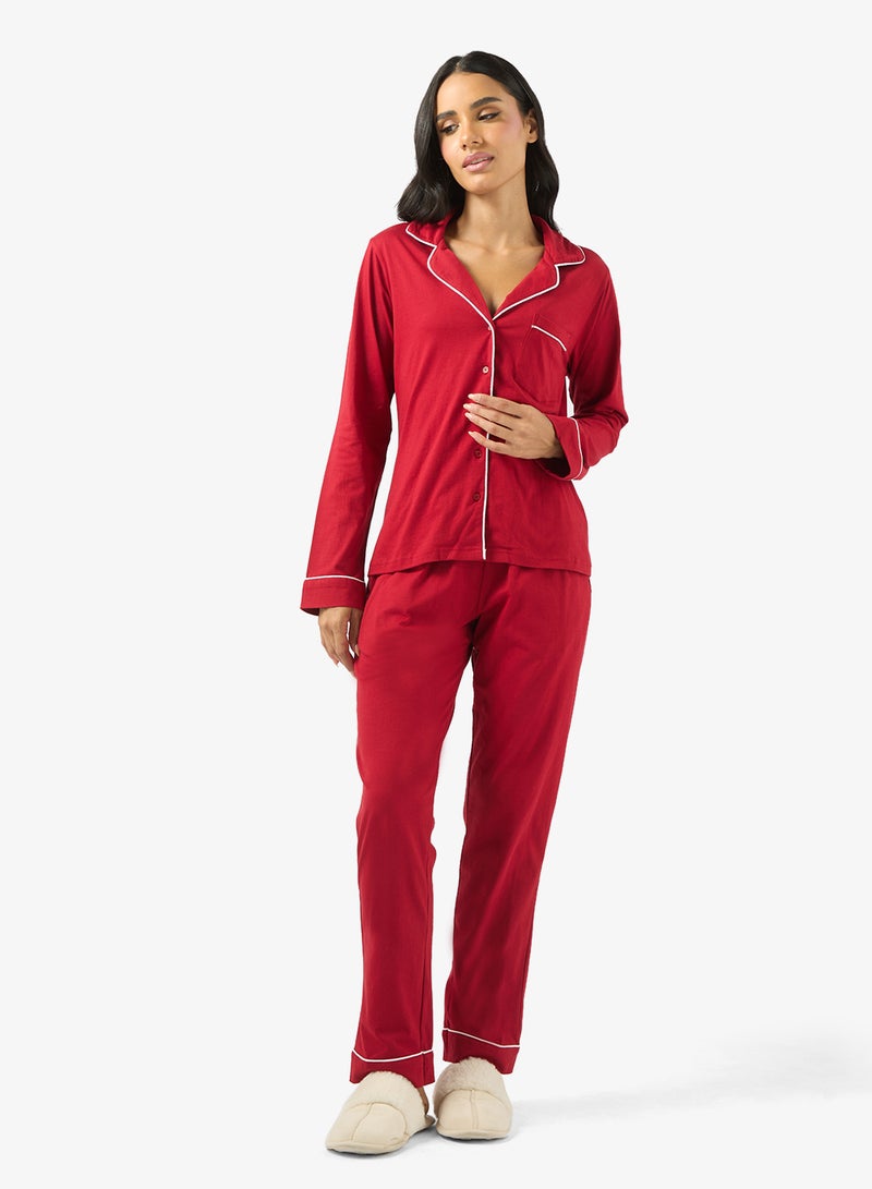 Ginger Cotton Relaxed Fit Shirt & Pyjama Set - Image 5