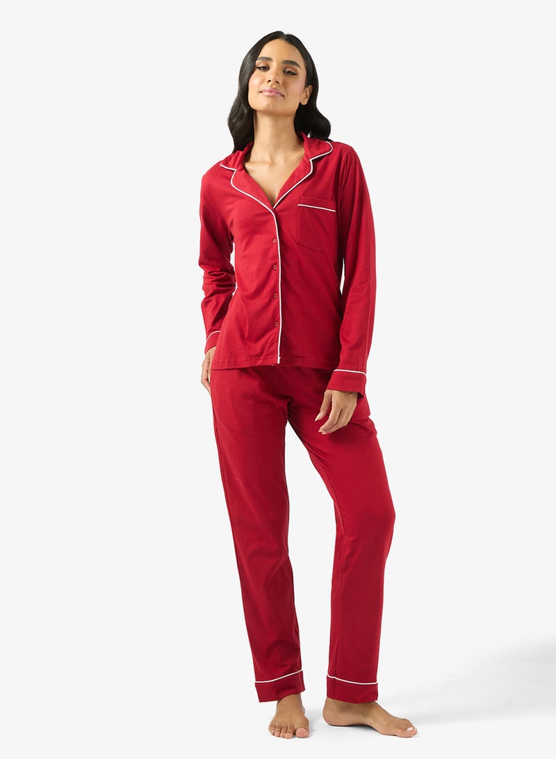 Ginger Cotton Relaxed Fit Shirt & Pyjama Set - Image 1