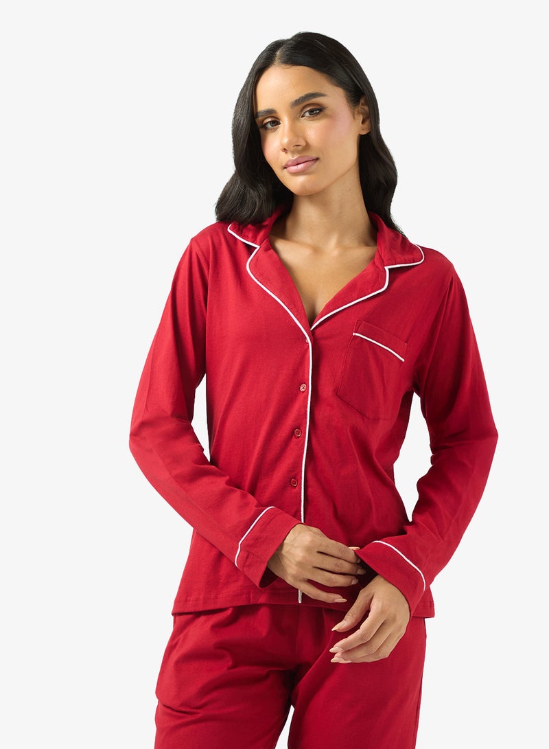 Ginger Cotton Relaxed Fit Shirt & Pyjama Set - Image 3