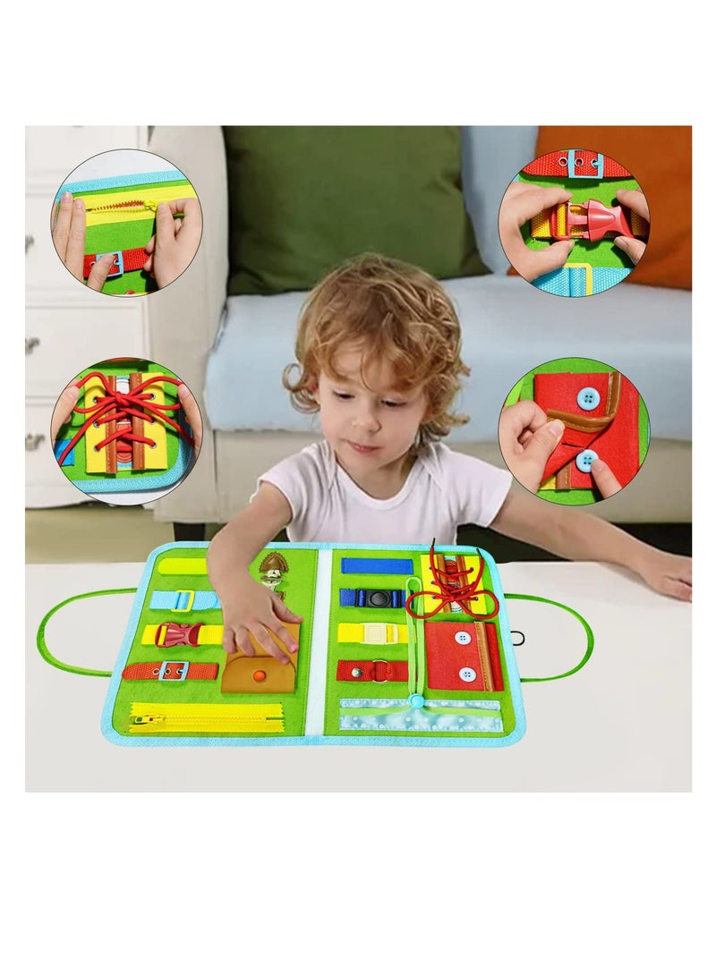 Busy Board for Toddlers, Toys for 1 2 3 4 Year Old Kids Sensory Toys for Autism with Alphabet Animals Preschool Basic Dress Skills Baby Busy Book Car Airplane Activities for Travel - Image 3