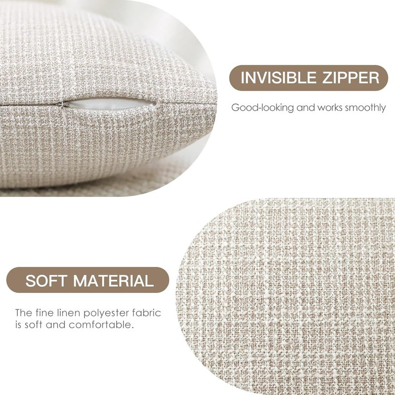 Otostar Pack of 2 Throw Pillow Covers 12x20 Inch Linen Beige Pillowcases Farmhouse Decorative Solid Pillow Covers 30x50 cm Lumbar Cushion Case for Home Decor Sofa Couch Bed (Beige) - Image 2