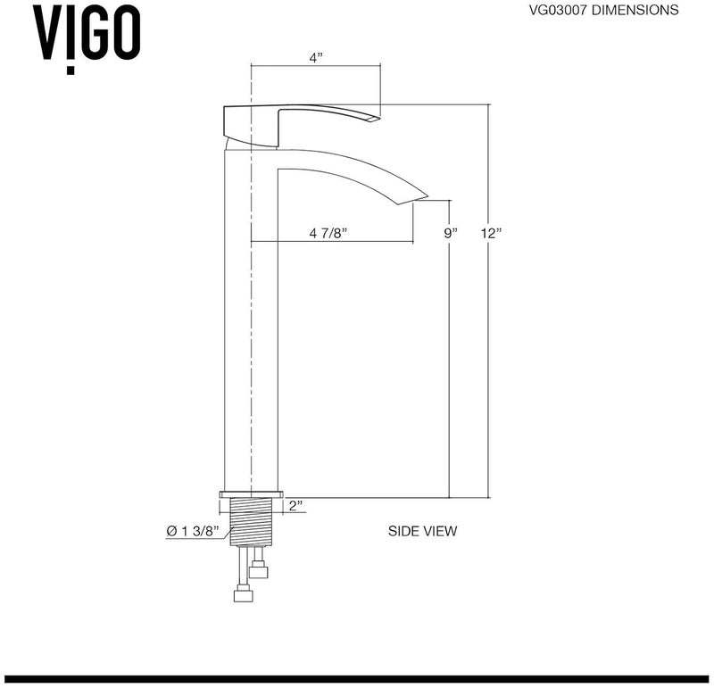Vigo VG03007 Duris 12 GPM 12 H Single Handle Single Hole Vessel Bathroom Faucet  Chrome - Image 2