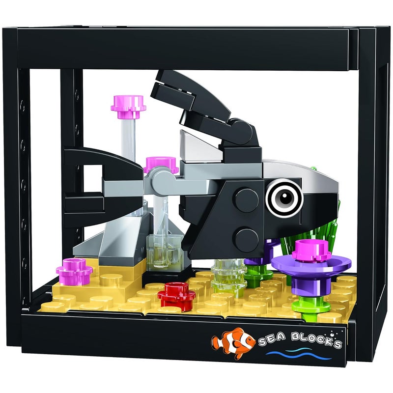 ThinkerPlace 8-in-1 Dream Ocean Fish Tank Flagtail (92 Pieces) | Learn About Marine Life | Building Block Set for Kids Age 6+ | STEM Educational Toy | Build, Collect & Create a Big Fish Tank - Image 1