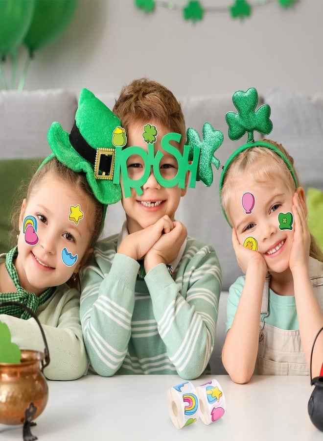 Whaline 1000 Pcs St. Patrick's Day Stickers Roll Lucky Charm Cartoon Shamrock Coin Horseshoe Self-Adhesive Decals for Scrapbook Journal Envelope Irish Holiday Decor, 12 Designs - Image 4