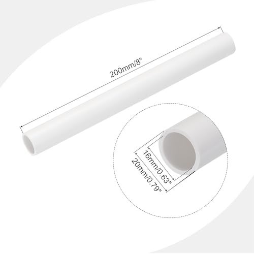 MECCANIXITY PVC Rigid Tube Round Pipe Tubing Hardware Tubing 16mm ID 20mm OD 20cm/8" Length White High Impact for Water Pipe, Crafts - Image 2