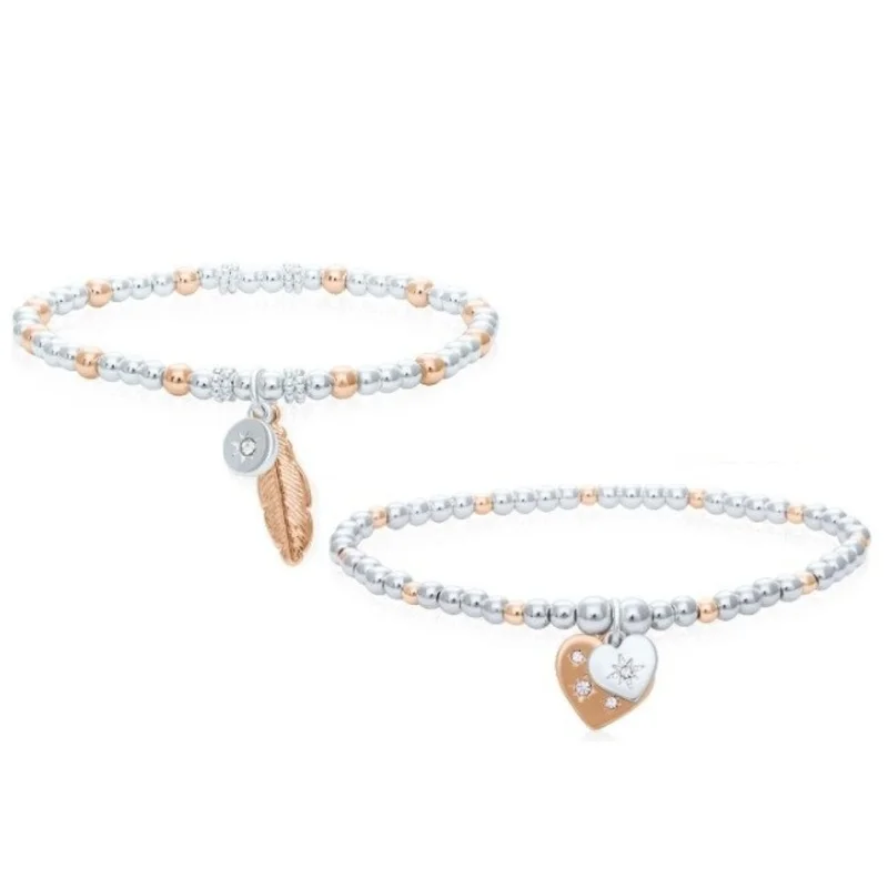 BUCKLEY LONDON BUCKLEY LONDON WISH BRACELET DUO - WISH FEATHER BCT + HEART DUO BCT