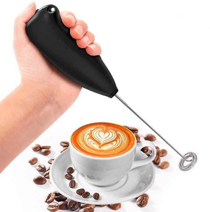 OPERATED MINI HANDHELD MIXER COFFEE FROTHER WITH SINGLE SPRING SPIRAL FOAMER EGG BEATER MINI BLENDER MAKER FOR COFFEE HOT CHOCOLATE GREEN TEA 1PCS