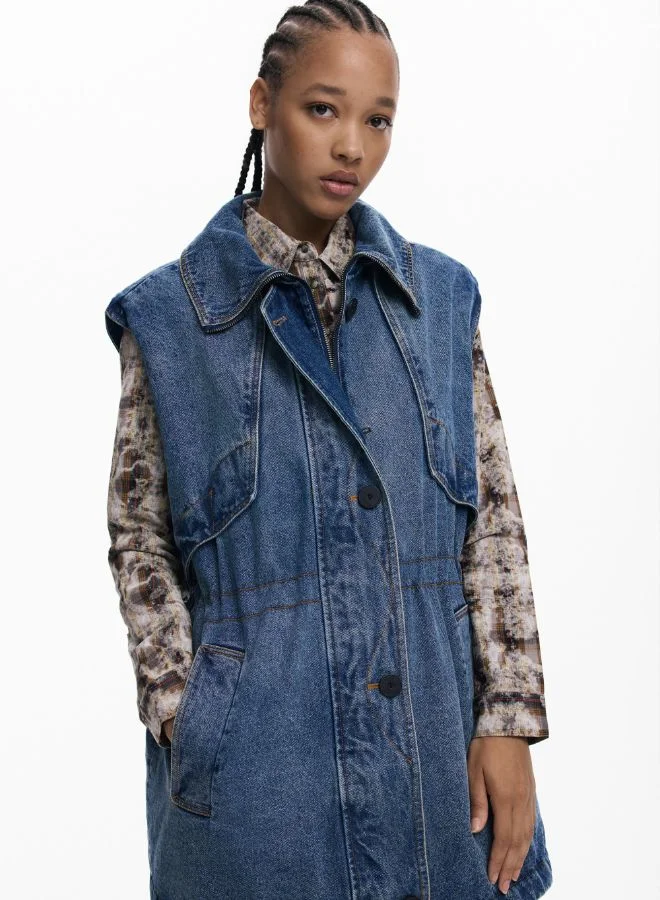 DESIGUAL Blue Fur-Trimmed Parka for Women | Best Price UAE