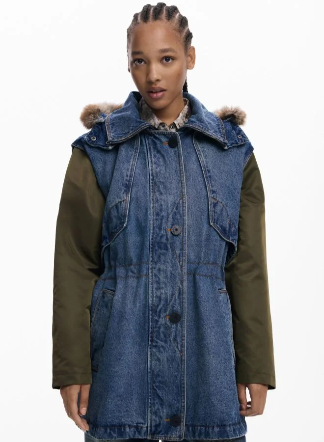 ديسيجوال سترة مقلمة بالفرو