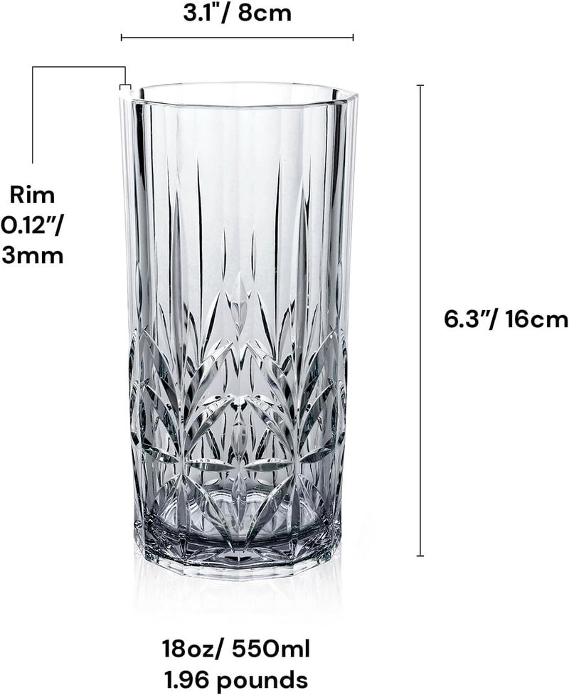 BELLAFORTE Shatterproof Tritan Tall Tumbler Set of 4, 18oz - Myrtle Beach Drinking Glasses - Unbreakable Plastic Glasses Drinking for Gift, Party, New Year - BPA Free - Dishwasher Safe - Smoke Gray - Image 5
