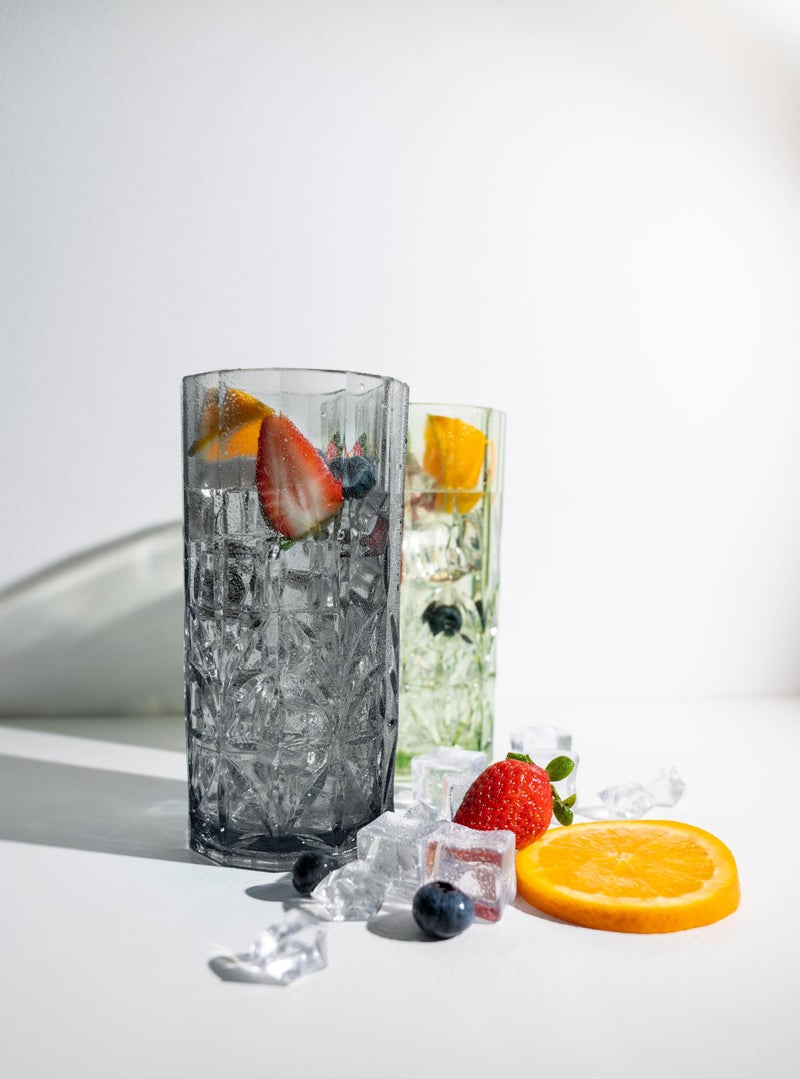 BELLAFORTE Shatterproof Tritan Tall Tumbler Set of 4, 18oz - Myrtle Beach Drinking Glasses - Unbreakable Plastic Glasses Drinking for Gift, Party, New Year - BPA Free - Dishwasher Safe - Smoke Gray - Image 4