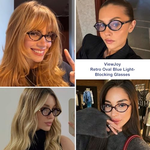 ViewJoy Retro Oval Blue Light Glasses for Women Fashion Computer Glasses, Bluelight Blocking Eyewear Brown Vintage Frame - Image 5