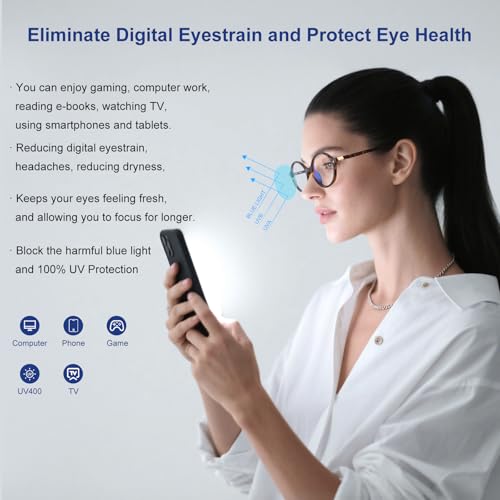 ViewJoy Retro Oval Blue Light Glasses for Women Fashion Computer Glasses, Bluelight Blocking Eyewear Brown Vintage Frame - Image 4