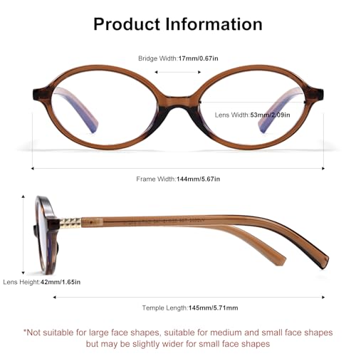 ViewJoy Retro Oval Blue Light Glasses for Women Fashion Computer Glasses, Bluelight Blocking Eyewear Brown Vintage Frame - Image 2