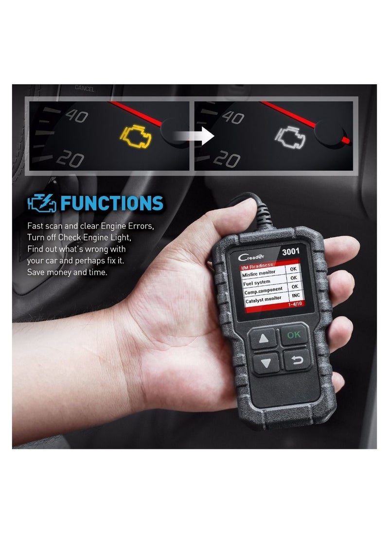 Launch - LAUNCH CR3001 Creader 3001 Code Reader V2.0 Lifetime Free update OBDII/EOBD Read Code Auto Diagnostic Tool DIY OBD Scanner KW590 - Image 1