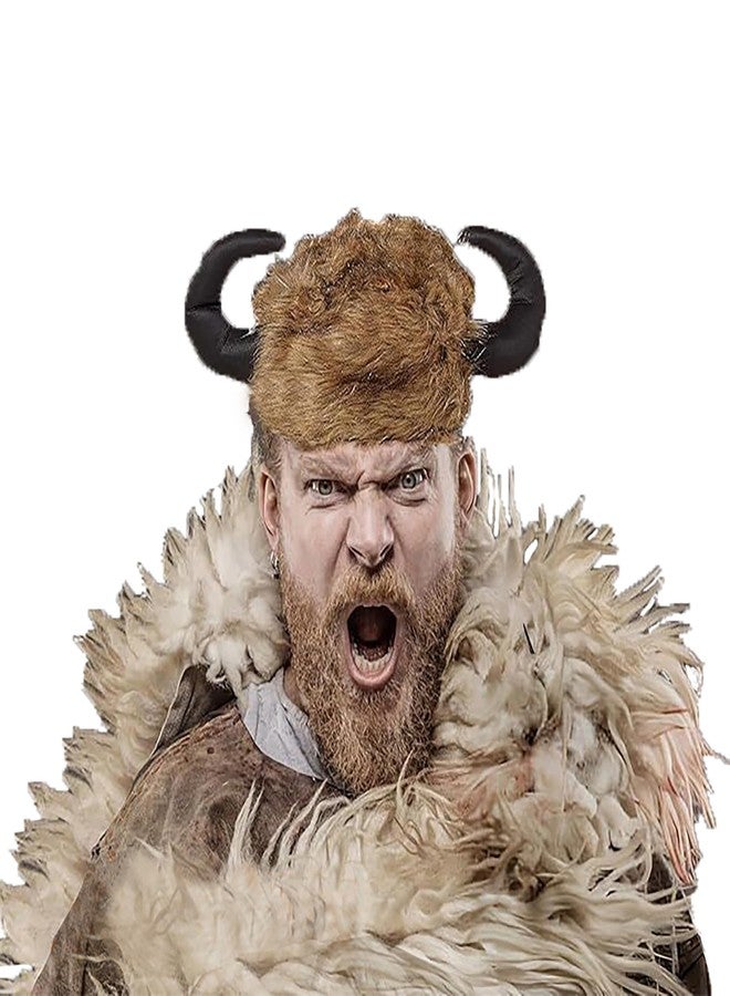 Vaulted Skulls & Co Water Buffalo Lodge Hat | Viking Hat | Furry Bison Hats | Brown/Black | One Size - Image 2