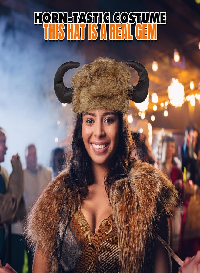 Vaulted Skulls & Co Water Buffalo Lodge Hat | Viking Hat | Furry Bison Hats | Brown/Black | One Size - Image 5
