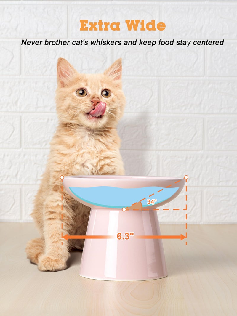 LoeJan Elevated Cat Food and Water Bowls Set, Extra Wide and Raised Ceramic Feeder, Anti-Vomit Whisker-Free Pressure Feeding Bowl for Kittens Adult Cats Small Dogs (Pink, Bowl Set) - Image 5