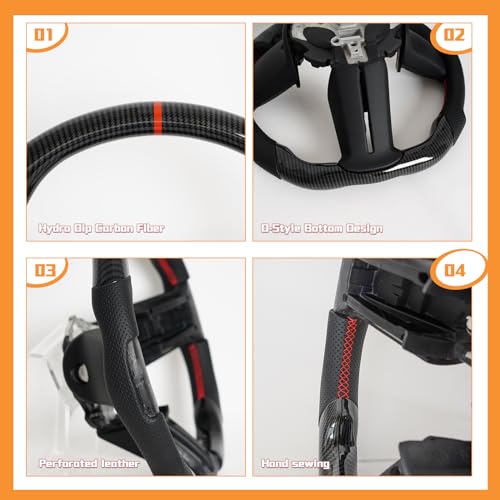 JIANGGAI Hydro Dip Carbon Fiber Steering Wheel Fit For Mustang 2012-2014 GT500 Replacement Car Accessories-JIANGGAI - Image 3