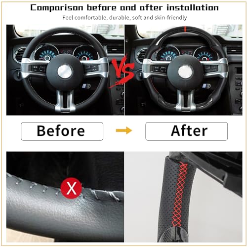 JIANGGAI Hydro Dip Carbon Fiber Steering Wheel Fit For Mustang 2012-2014 GT500 Replacement Car Accessories-JIANGGAI - Image 4