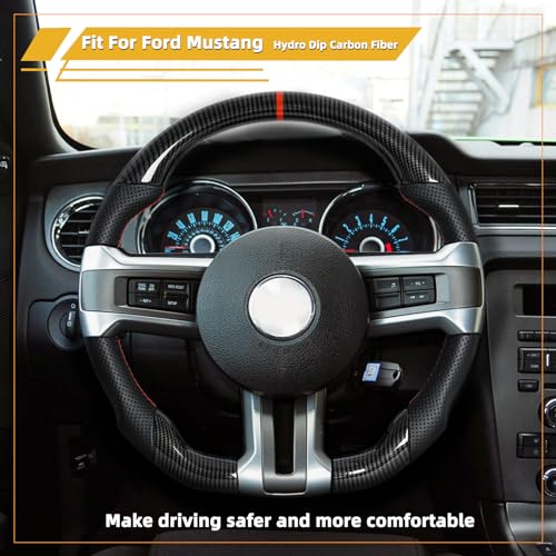 JIANGGAI Hydro Dip Carbon Fiber Steering Wheel Fit For Mustang 2012-2014 GT500 Replacement Car Accessories-JIANGGAI - Image 2