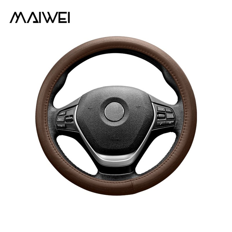 Steering Wheel Cover: Type-O Coffee Breathable Genuine Leather Anti-Slip Grip - Shock Absorption Car Accessory for Long Drives and Vehicle Interior Decor - Image 3