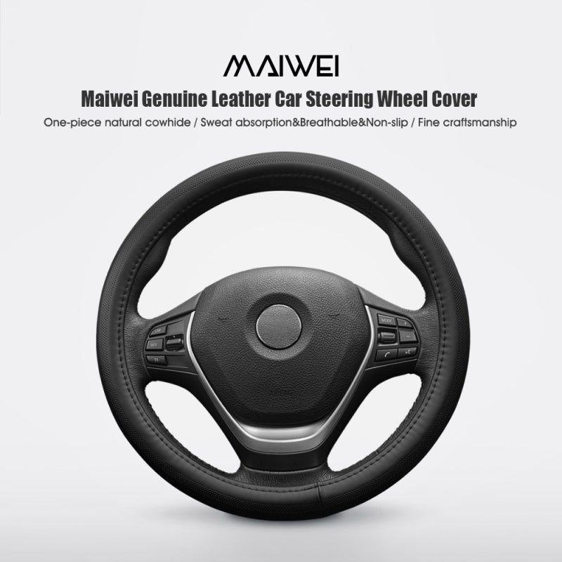 Steering Wheel Cover: Type-O Coffee Breathable Genuine Leather Anti-Slip Grip - Shock Absorption Car Accessory for Long Drives and Vehicle Interior Decor - Image 4