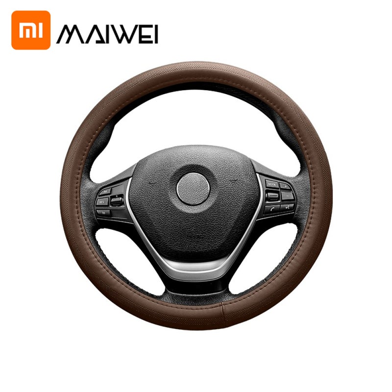 Steering Wheel Cover: Type-O Coffee Breathable Genuine Leather Anti-Slip Grip - Shock Absorption Car Accessory for Long Drives and Vehicle Interior Decor - Image 2