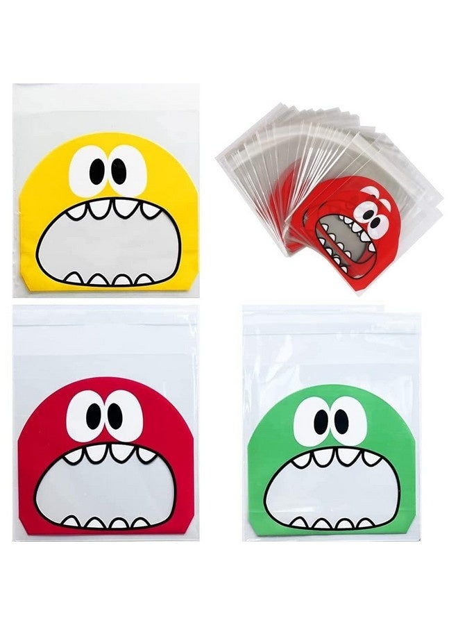 Beauenty 300 Pcs Resealable Cute Cookie Bags, 10 x 10 cm Self Adhesive Treat Bags, Flat Cellophane Goody Bags for Kids Party, Favor Candies and Desserts (Multicolors)  - Image 2