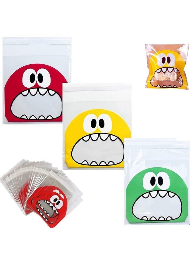 Beauenty 300 Pcs Resealable Cute Cookie Bags, 10 x 10 cm Self Adhesive Treat Bags, Flat Cellophane Goody Bags for Kids Party, Favor Candies and Desserts (Multicolors)  - Image 1