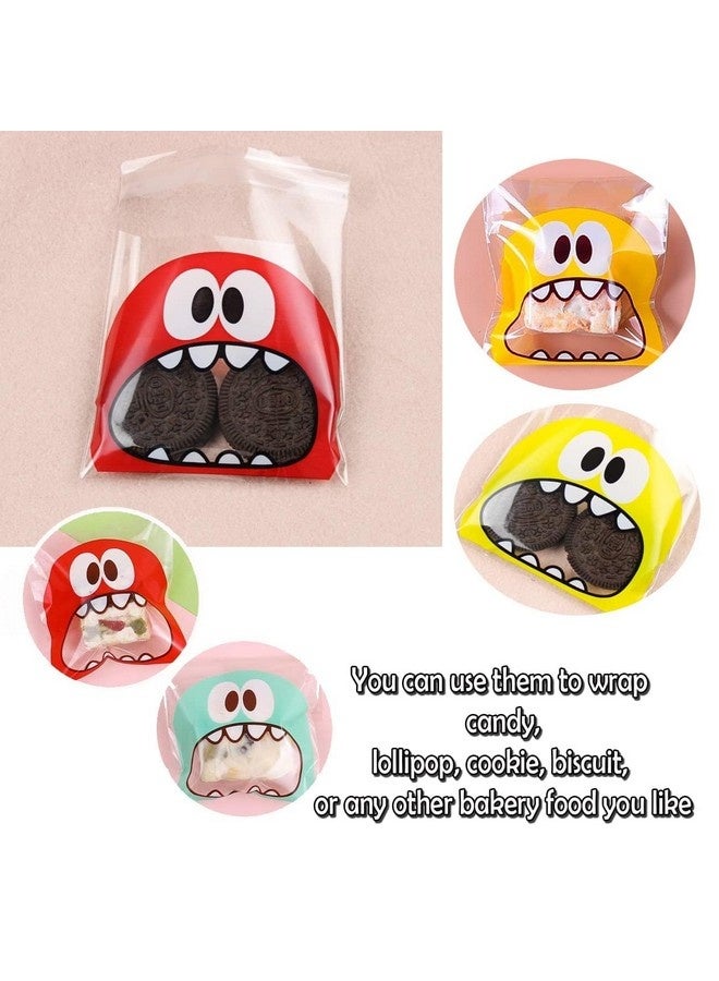 Beauenty 300 Pcs Resealable Cute Cookie Bags, 10 x 10 cm Self Adhesive Treat Bags, Flat Cellophane Goody Bags for Kids Party, Favor Candies and Desserts (Multicolors)  - Image 4