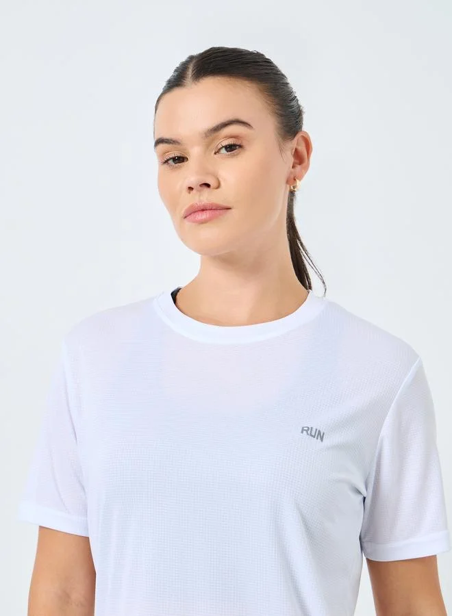 Styli Active Reflective Text Basic Short Sleeves Top