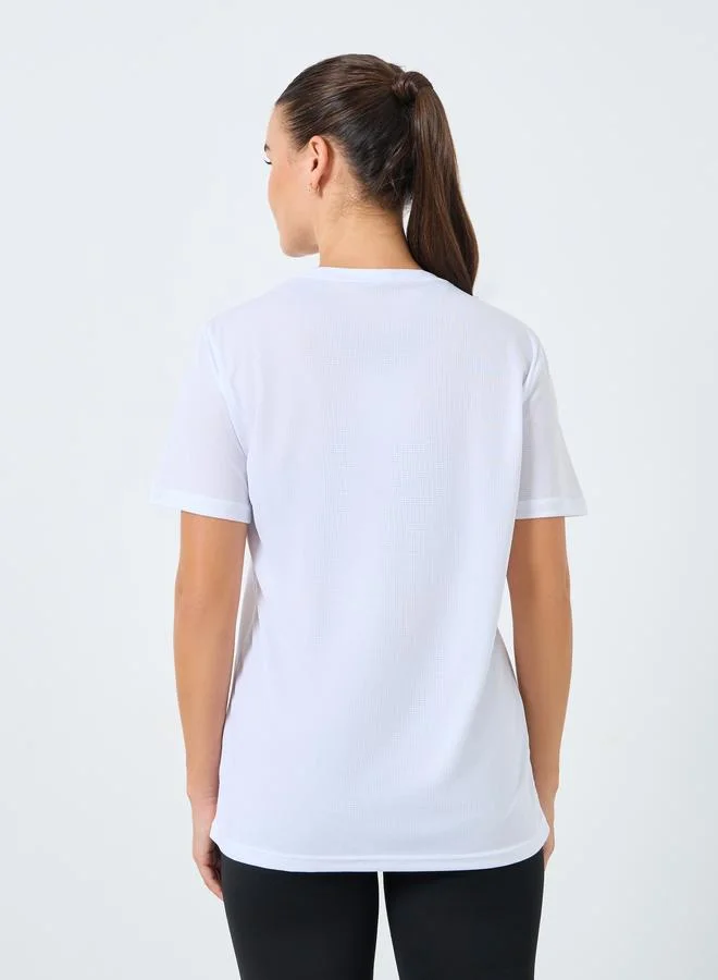 Styli Active Reflective Text Basic Short Sleeves Top