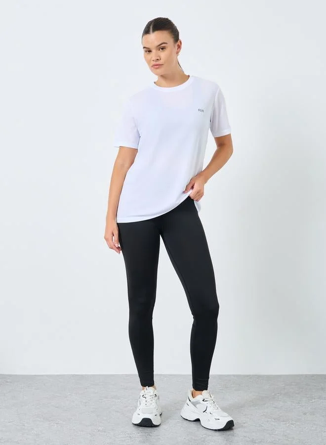 Styli Active Reflective Text Basic Short Sleeves Top
