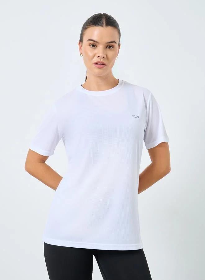 Styli Active Reflective Text Basic Short Sleeves Top