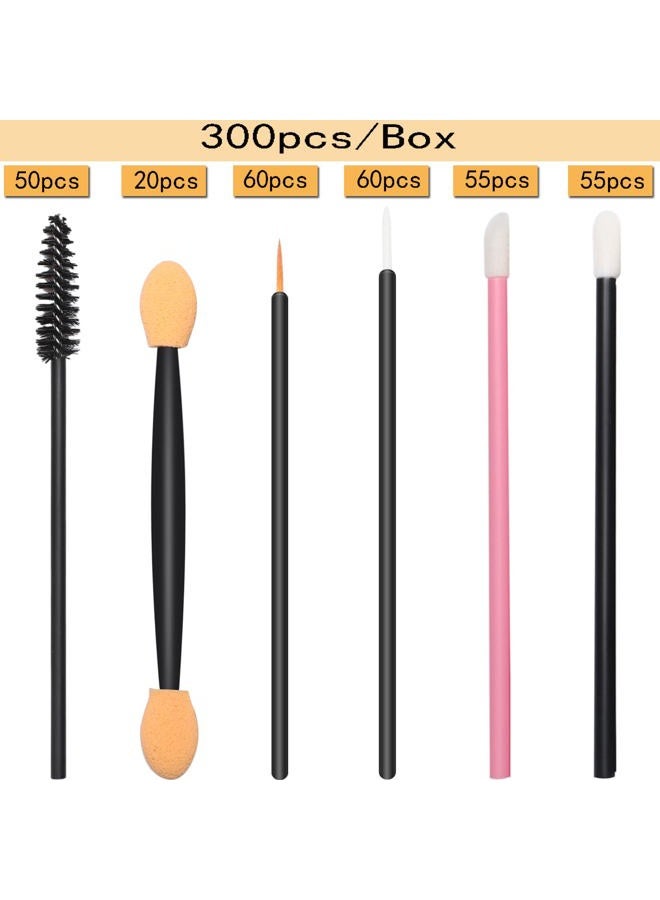 JASSINS 300pcs Disposable Makeup Tool Kit,Brow brush/Mascara brush/Lip Applicators/Eyeshadow applicators/Eyeliner brush, Makeup Disposable Accessories With Organizer Box - Image 2