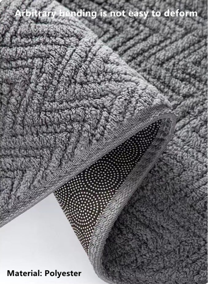 Kutis سجادة حمام قطعة واحدة ممسحة ماصة للماء ومضادة للانزلاق سجادة غرفة نوم المطبخ بوليستر رمادي 60x40 سم - Image 3