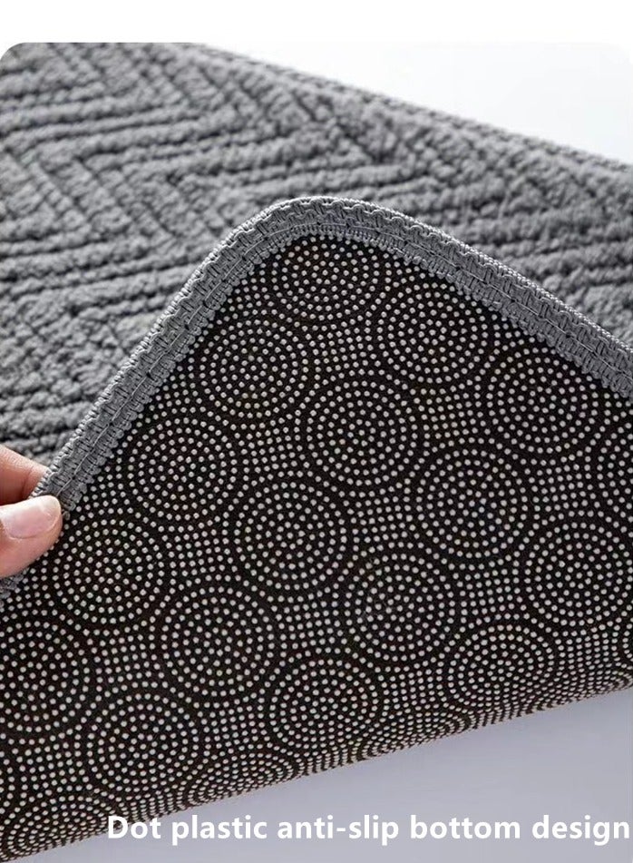 Kutis سجادة حمام قطعة واحدة ممسحة ماصة للماء ومضادة للانزلاق سجادة غرفة نوم المطبخ بوليستر رمادي 60x40 سم - Image 4