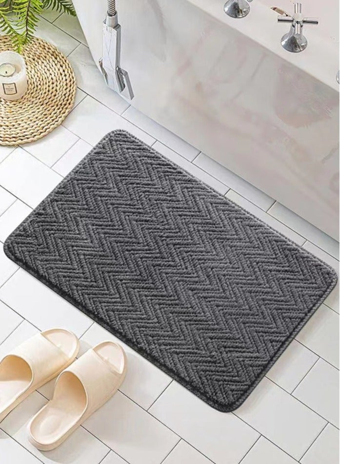 Kutis سجادة حمام قطعة واحدة ممسحة ماصة للماء ومضادة للانزلاق سجادة غرفة نوم المطبخ بوليستر رمادي 60x40 سم - Image 2