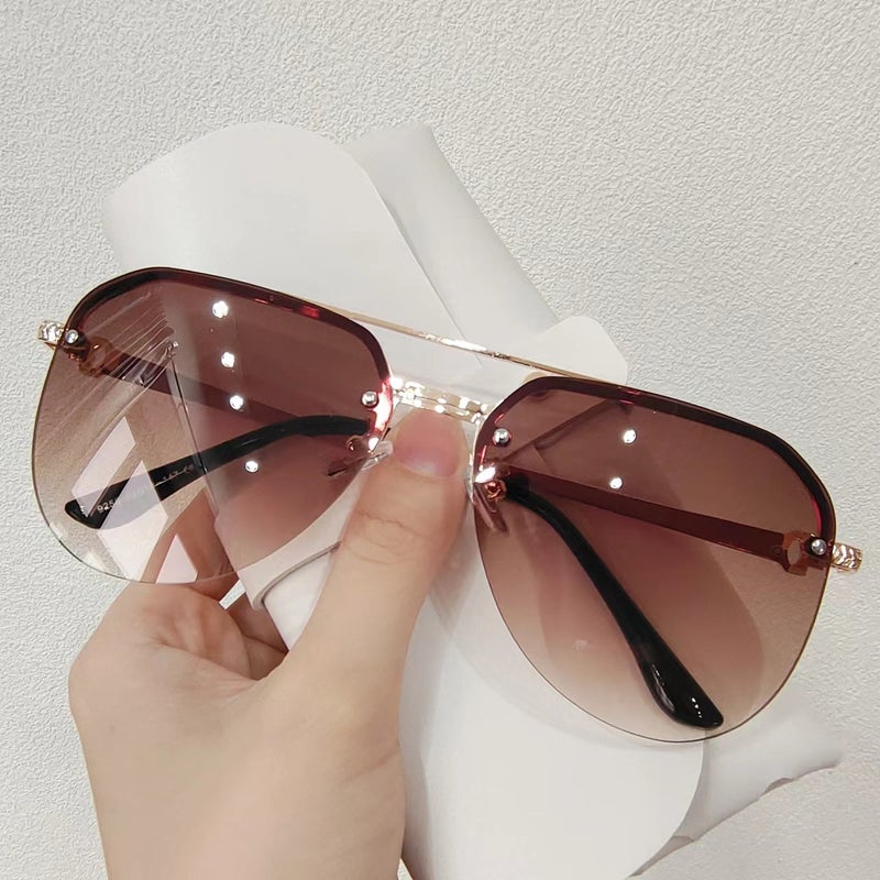 Fashion Metal Semi-Rim Bug Eye Sunglasses UV400 - Image 2