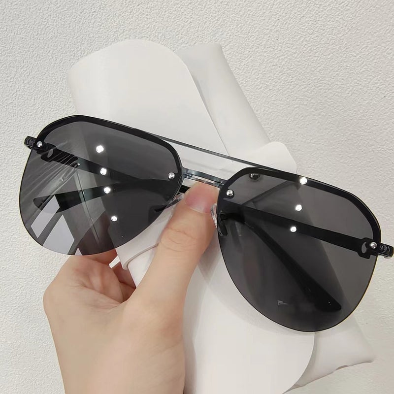 Fashion Metal Semi-Rim Bug Eye Sunglasses UV400 - Image 3