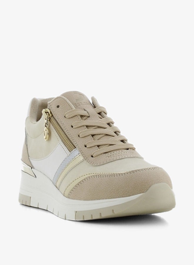SJ Women's Colourblock Lace-Up Sneakers with Zip Detail  - Image 1