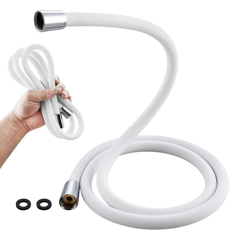 TRIPHIL KinkFree Extra Long Flexible Shower Head Hose Replacement Premium AntiExplosion Matte White RV Shower Hose with Brass Insert and Nut - Image 2