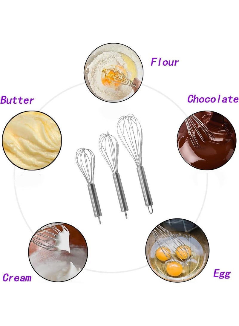 jaexest 3-Piece Stainless Steel Whisk Set - 8", 10", 12" Egg Whisks for Cooking, Baking, and More - Professional Kitchen Utensils for Whisking, Blending, and Beating - Image 2