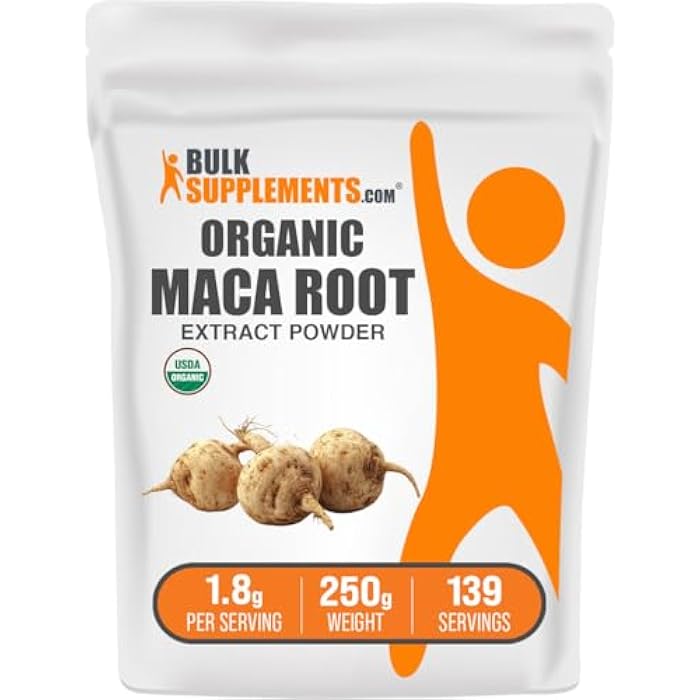 BulkSupplements.com Organic Maca Root Extract Powder - Organic Maca Powder, Nutritional Supplement - Vegan & Gluten Free, 1.8g of per Serving, 250g (8.8 oz) (Pack of 1) - Image 1