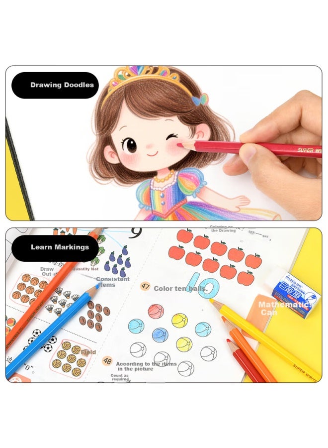 Marco Erasable Colored Pencils, 12 Colors, For Beginners, Students, Art Drawing, Children, Elementary School Students, Coloring, Sketching, Travel, Painting Brushes, Gift For Boys And Girls, Back-to Set - Image 1